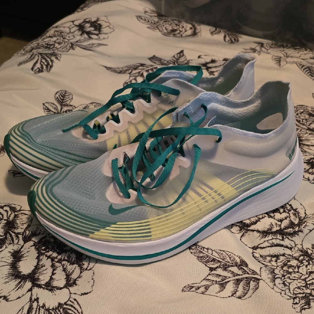 Nike Women's Zoom Fly SP Green, Light Yellow and White Running Sneakers